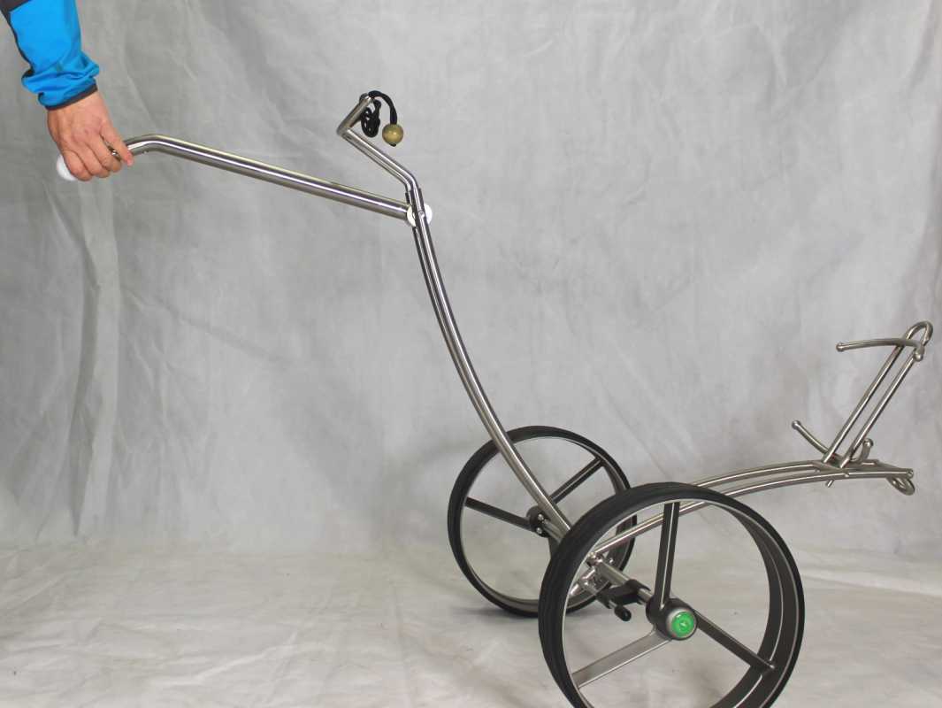 Fischreiher, 2-Rad Edelstahl Golf Ziehtrolley mit Schnell-Klapp-Design, NUR geeignet für lange Golftasche wie z. B. Bennington-Bag